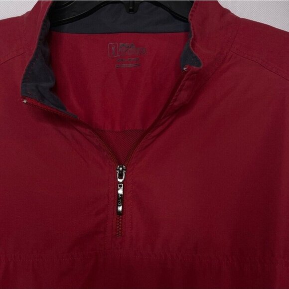 Men's PGA Tour Golf Windbreaker Quarter Zip Pullover Burgundy / Charcoal SZ XXL - Picture 3 of 12